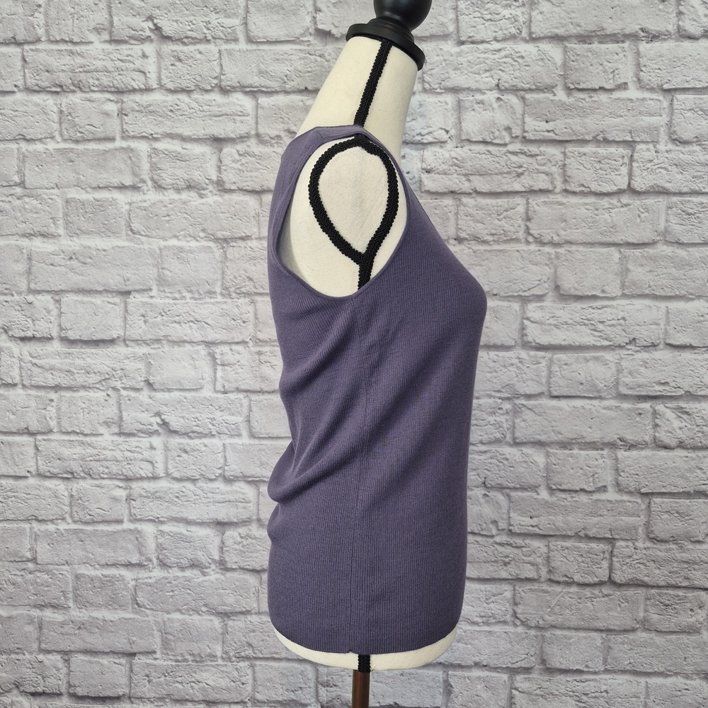 St. John Tank Top Dusty Purple Mauve Scoop Neckline Knit Wool Blend Womens Sz S - Picture 4 of 8